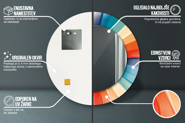 Runder spiegel aufdruck Radiale konzentrische Gürtel