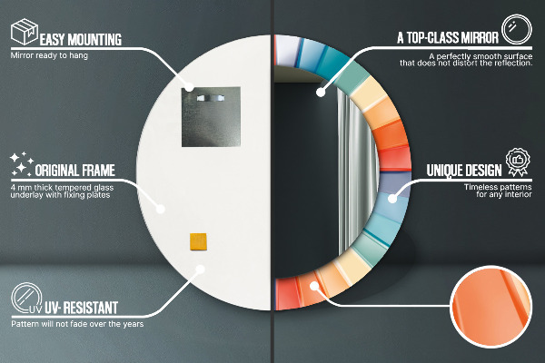 Runder spiegel aufdruck Radiale konzentrische Gürtel