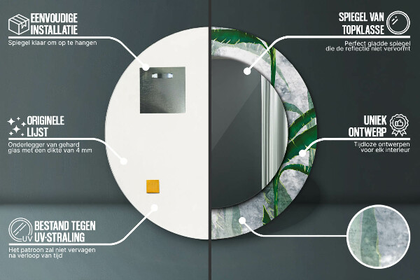 Runder spiegel aufdruck Tropenblätter