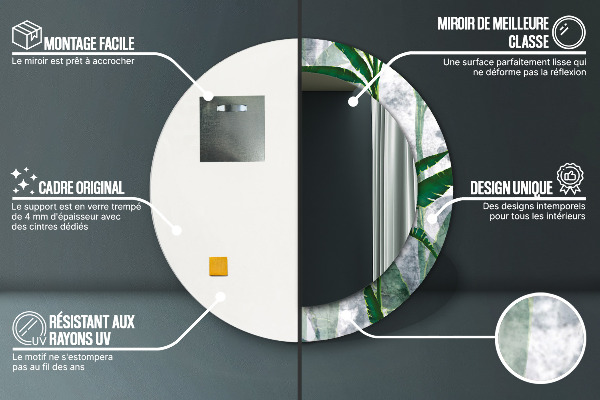 Runder spiegel aufdruck Tropenblätter