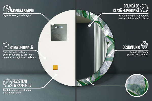 Runder spiegel aufdruck Tropenblätter