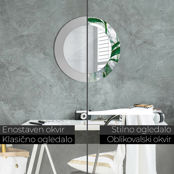 Runder spiegel aufdruck Tropenblätter