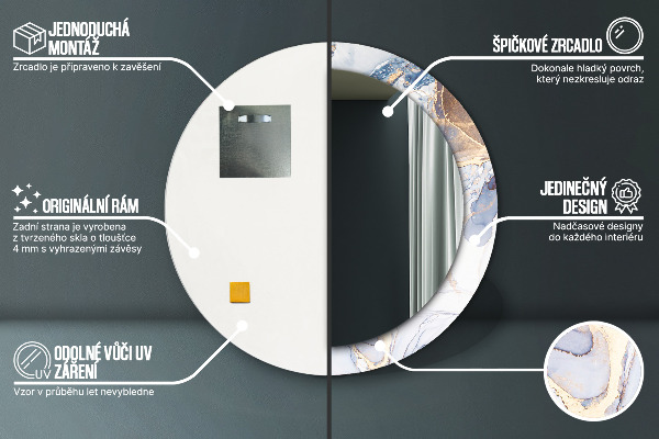 Runder spiegel aufdruck Abstrakte flüssige Kunst