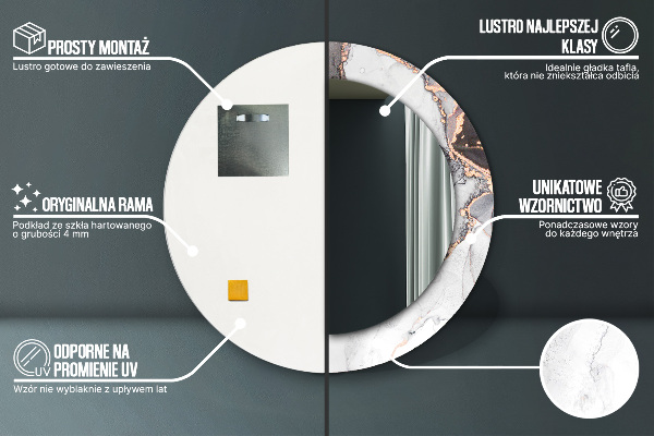 Runder spiegel mit dekoration Zusammenfassung Flüssigkeit