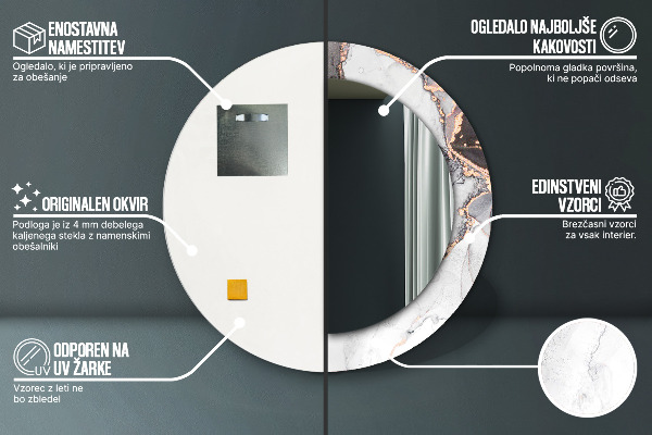 Runder spiegel mit dekoration Zusammenfassung Flüssigkeit