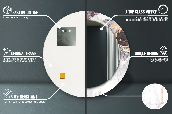 Runder spiegel mit dekoration Zusammenfassung Flüssigkeit