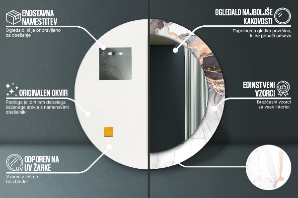 Runder spiegel mit dekoration Zusammenfassung Flüssigkeit