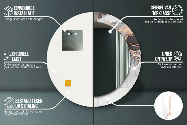 Runder spiegel mit dekoration Zusammenfassung Flüssigkeit