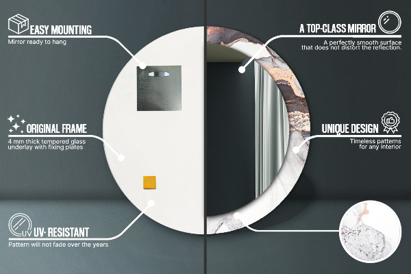 Runder spiegel mit dekoration Zusammenfassung Flüssigkeit