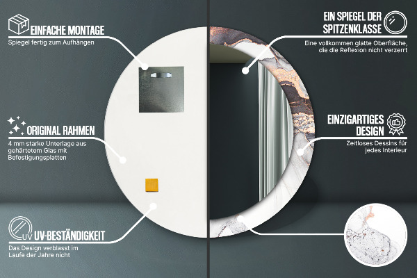 Runder spiegel mit dekoration Zusammenfassung Flüssigkeit