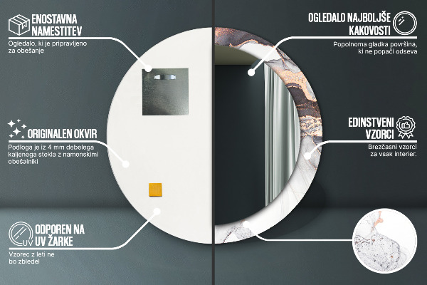 Runder spiegel mit dekoration Zusammenfassung Flüssigkeit