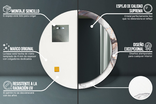 Runder spiegel mit dekoration Zusammenfassung Flüssigkeit