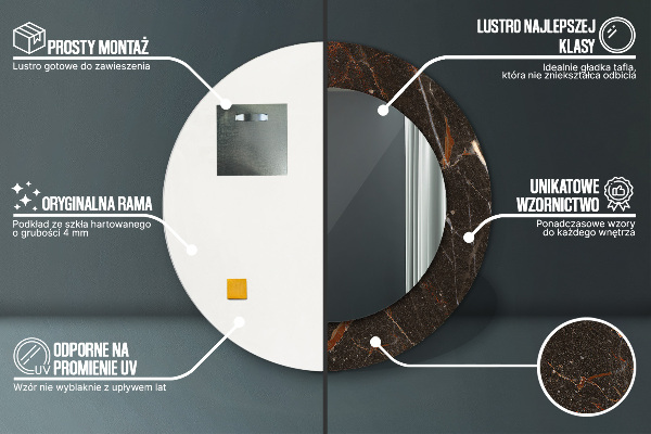 Runder spiegel mit dekoration Brauner Marmor