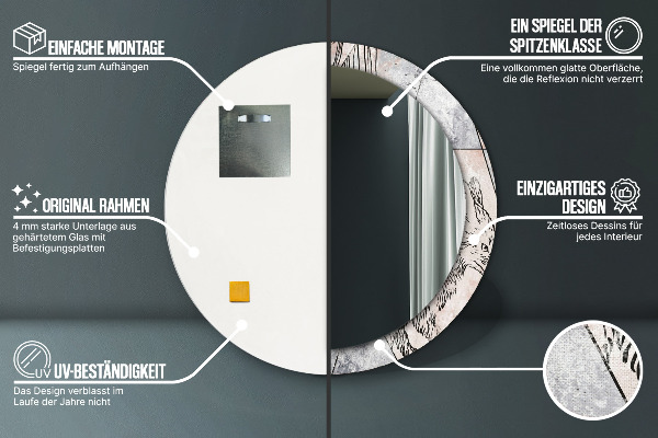 Runder spiegel mit dekoration Tiere ab