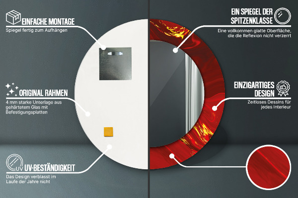 Runder spiegel mit dekoration Roter Marmor