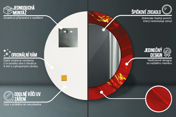 Runder spiegel mit dekoration Roter Marmor