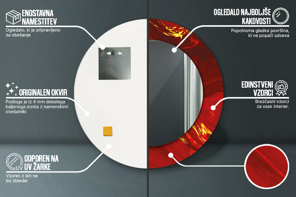 Runder spiegel mit dekoration Roter Marmor