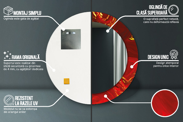 Runder spiegel mit dekoration Roter Marmor