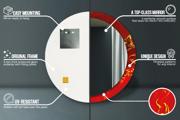 Runder spiegel mit dekoration Roter Marmor