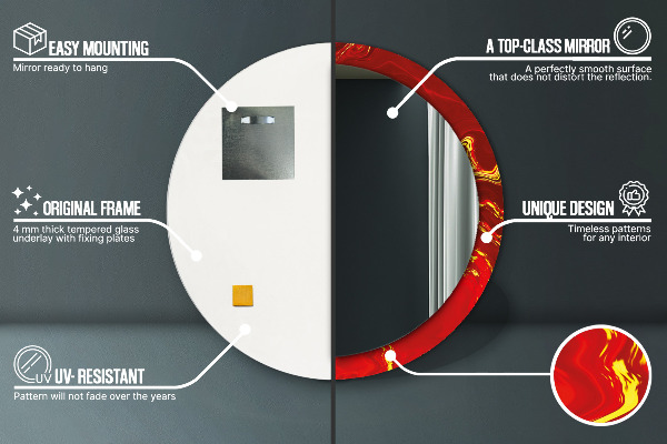 Runder spiegel mit dekoration Roter Marmor