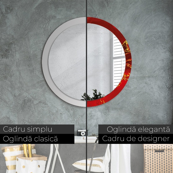 Runder spiegel mit dekoration Roter Marmor