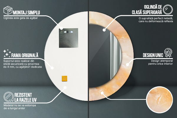 Runder spiegel mit dekoration Marmor onyx
