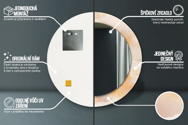 Runder spiegel mit dekoration Marmor onyx