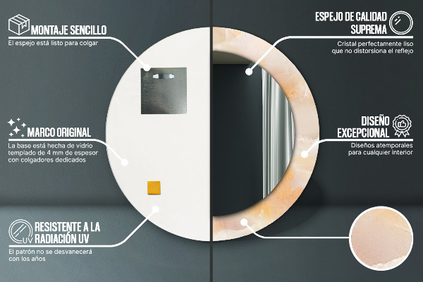 Runder spiegel mit dekoration Marmor onyx