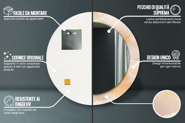 Runder spiegel mit dekoration Marmor onyx