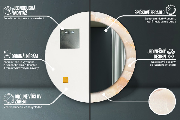 Runder spiegel mit dekoration Marmor onyx