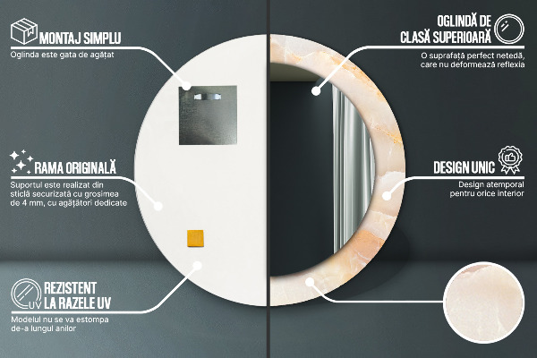 Runder spiegel mit dekoration Marmor onyx