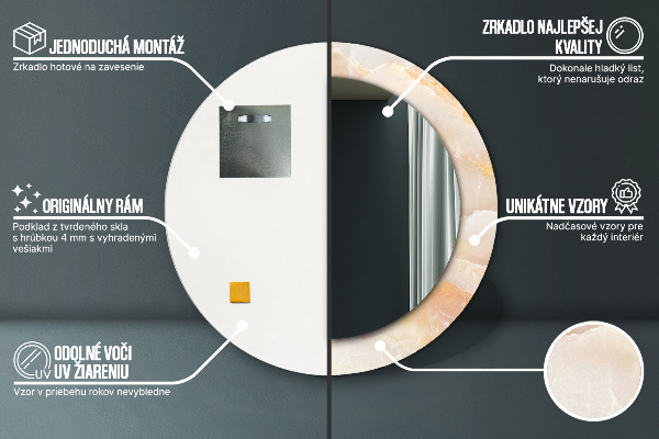Runder spiegel mit dekoration Marmor onyx