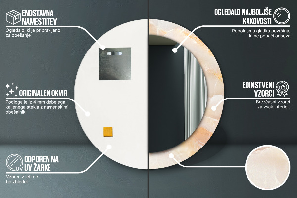Runder spiegel mit dekoration Marmor onyx