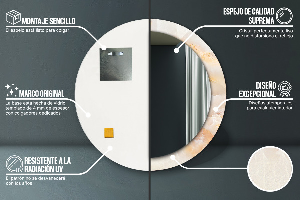 Runder spiegel mit dekoration Marmor onyx