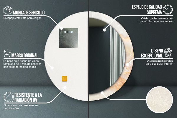 Runder spiegel mit dekoration Marmor onyx