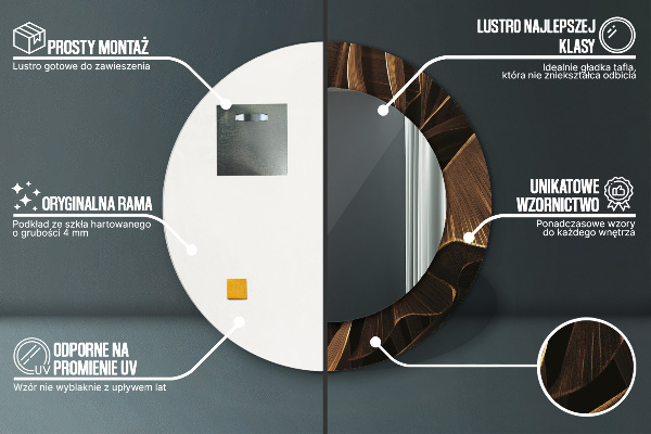 Runder spiegel mit dekoration Braune Bananenblätter