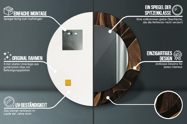 Runder spiegel mit dekoration Braune Bananenblätter