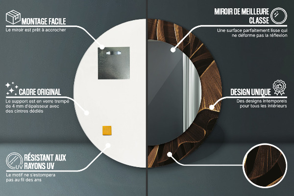 Runder spiegel mit dekoration Braune Bananenblätter