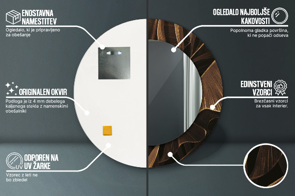 Runder spiegel mit dekoration Braune Bananenblätter