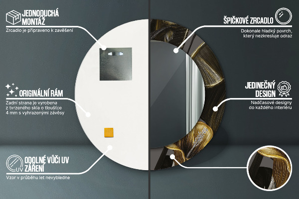 Runder spiegel bedrucktem rahmen Hibiskusblüten