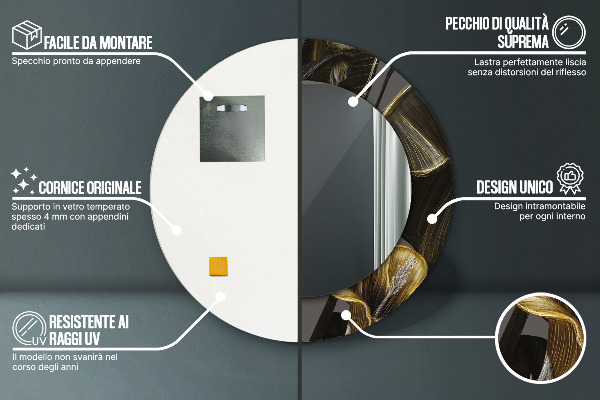 Runder spiegel bedrucktem rahmen Hibiskusblüten