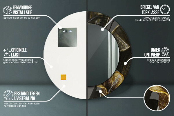 Runder spiegel bedrucktem rahmen Hibiskusblüten