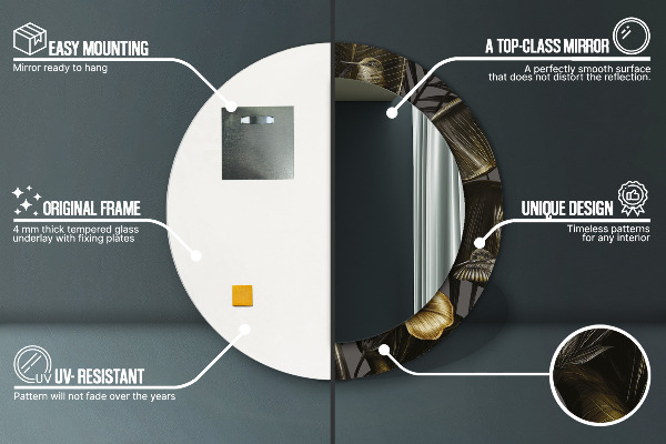 Runder spiegel bedrucktem rahmen Hibiskusblüten