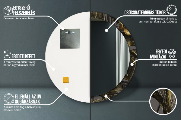 Runder spiegel bedrucktem rahmen Hibiskusblüten