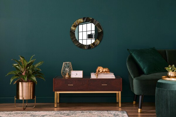 Runder spiegel bedrucktem rahmen Hibiskusblüten