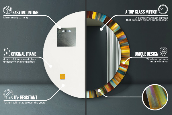 Runder spiegel bedrucktem rahmen Abstraktes radiales Muster