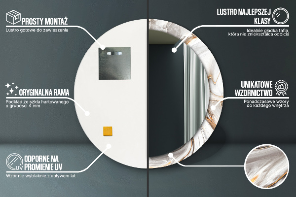 Runder spiegel bedrucktem rahmen Heller Marmor