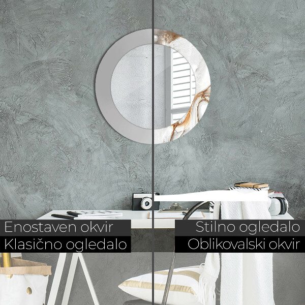 Runder spiegel bedrucktem rahmen Heller Marmor