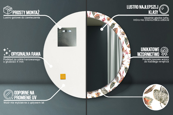 Runder spiegel bedrucktem rahmen Vintage Blumen