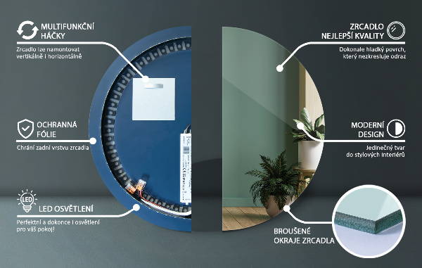 Modern led spiegel runde fi 50 cm